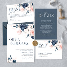 Navy Blue and Blush Pink floral theme