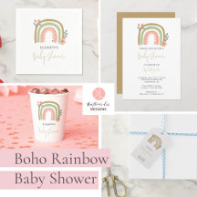 Boho Rainbow Baby Shower Cute Earth Tone