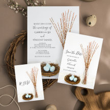 Rustic Bird Nest Eggs and Pussy Willows Wedding