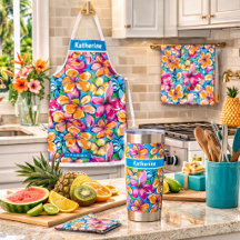 Colorful Tropical Floral Pattern Home Decor