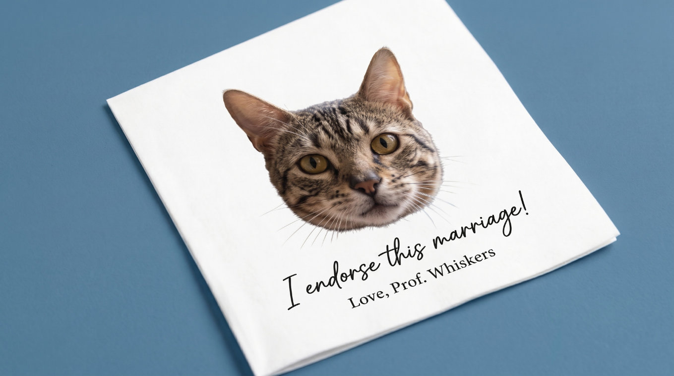 16:9 Paper Cocktail Napkin: the personalized paper napkin with your pet's portrait