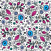 pat - FLOWER Blue Swirl Berries on White