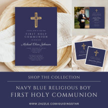 Navy Blue Religious Boy First Communion Suite