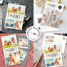 GOLD GREY TWENTY TWENTY-FIVE 2025 NEW YEAR CARDS