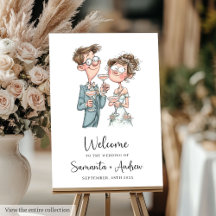 Funny Quirky Wedding Couples Welcome Sign #188W