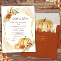 Fall in Love Gold Framed Pumpkin Wedding