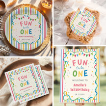 Fun to Be One Whimsical Colorful Girl Birthday