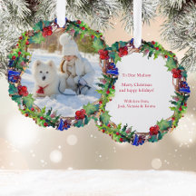 Christmas Holiday Watercolor Floral Wreath Photo