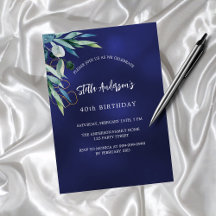 Birthday party navy blue with greenery