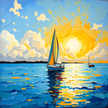 Impasto style Sailboat Cards and Gifts