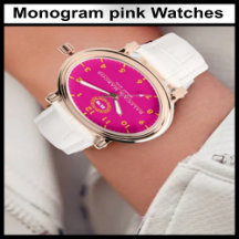 Personalized couple names monogram pink Watches