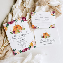 Fall in love bridal shower invitations and decor.