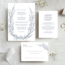 Elegant Azure Ivory Floral Wreath Wedding