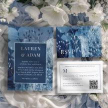 Midnight Ocean Blue Botanicals Wedding Collection 