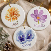 Family Birth Flower Ornaments