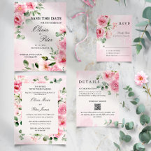 Romantic Blush Pink Floral Watercolor Wedding