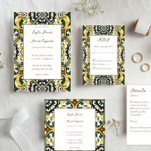 Green Yellow Portuguese Mediterranean tile pattern