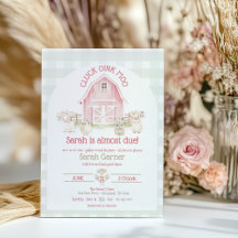 Watercolor Pink Farm Animal Baby Shower Invites