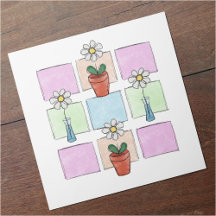 Doodle flowers and squares