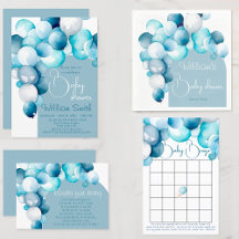 Watercolor Blue balloons arch Baby shower Boy