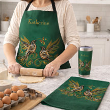 Vintage Bird Floral Green Home Decor