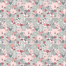 Cactus Pink Green Succulents Floral Pattern