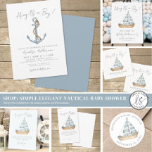 Simple Minimal Elegant Nautical Baby Shower