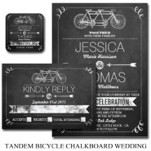 Tandem Bicycle Chalkboard Typography Wedding