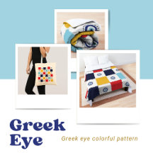 Greek Eye Colorful Squares Pattern