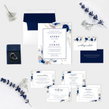 Elegant Dark Blue & White Floral Wedding