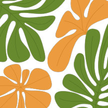 Green & Orange Modern Abstract Floral 