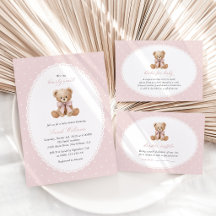 Bear and Pink Polka Dots Baby Shower Collection