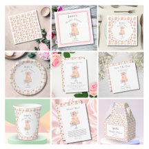 Watercolor Bridal Shower Layered Rose Cake Pattern