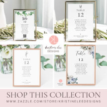 Wedding Table Number QR Code Menu