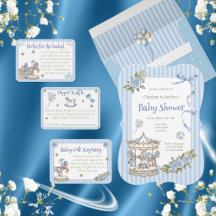 Blue Vintage Carousel Boy's baby Shower Theme 