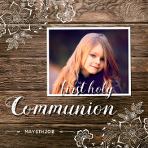 Rustic Wood Lace First Communion Photo