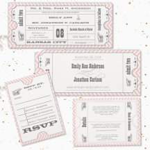 Pink Chevron Ticket Wedding Collection