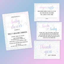 Pink & Blue Script Ombré Confetti Baby Shower 101
