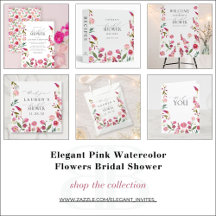Elegant Pink Watercolor Flowers Bridal Shower