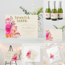 Elegant Hot Pink Watercolor Floral Bridal Shower