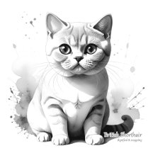 Watercolour Cats in Monochrome