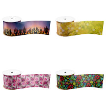 Ribbon With Botanical Floral Plant Designs 