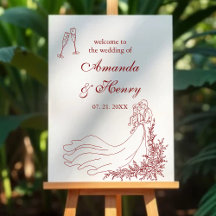 Elegant Hand Drawn Couple Wedding