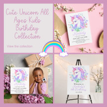 Cute Unicorn All Ages Kids Birthday Collection 
