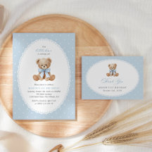Bear and Blue Polka Dots First Birthday Collection