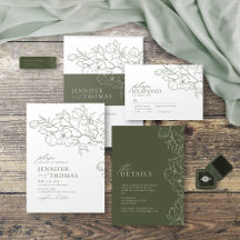 WEDDING   hand drawn floral sage green