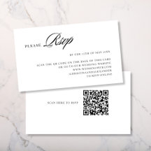 Wedding RSVP Response QR Code On Back Cards