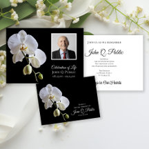 White Orchid on Black Funeral Memorial
