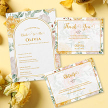 Yellow Floral Bridal Shower Party Collection