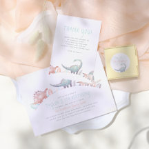 Turquoise & Gold Cute Girl Dinosaur Birthday Party